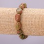 Elastic Bracelet Heliotrope Jasper (Unakite) Tumbled, Diameter 8x14(+-)mm, Length 18cm
