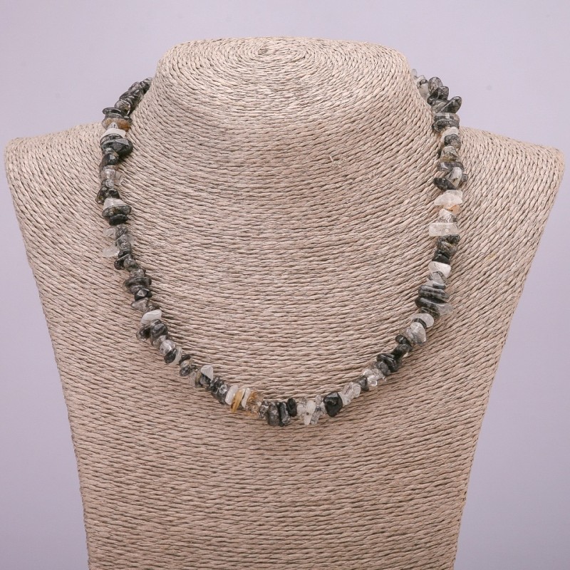 Rutilated Quartz Chip Necklace, Diameter 7(+-)mm, Length 45cm