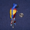 Parrot Brooch with Enamel and Rhinestones, Grey Metal 20x65mm