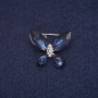 Butterfly Brooch with Crystals, Silver Metal 20x23mm