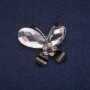 Butterfly Brooch with Crystals, Silver Metal 32x32mm