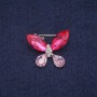 Butterfly Brooch with Crystals, Silver Metal 20x23mm