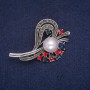 Sale! Accent Brooch Bead with Crystals, Grey Metal 32x51mm