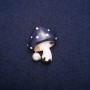 Sale! "Mushroom" Brooch with Blue Cap 22x28mm, "Gold" Metal Colour
