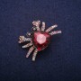 Sale! Crab Brooch with Raspberry Crystals, Grey Metal 27x37mm