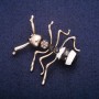 Sale! Ant Brooch, Enamel with Crystals, Gold-Tone Metal 44x45mm
