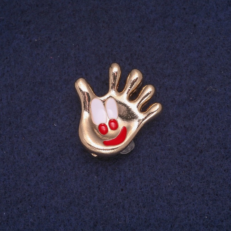 Palm Brooch, Enamel, Gold-Tone Metal 24x25mm