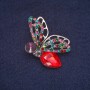 Sale! Butterfly Brooch with Crystals, Silver-Tone Metal 28x45mm