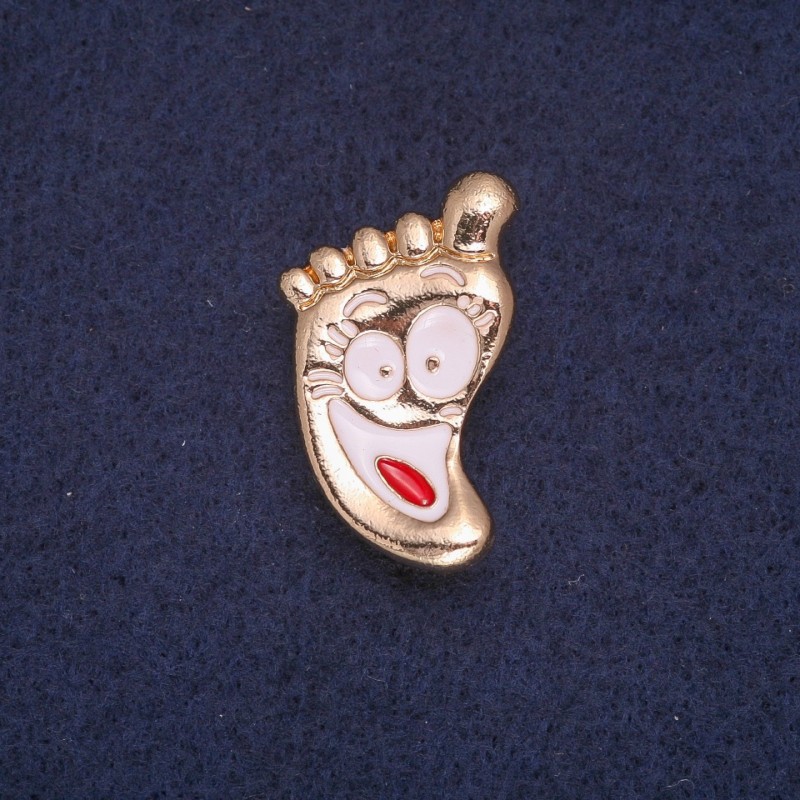 Foot Brooch, Enamel, Gold-Tone Metal 18x29mm