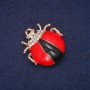 Sale! Ladybird Brooch, Enamel with White Rhinestones, Gold-Tone Metal 28x31mm