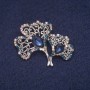Sale! Leaves Brooch with Crystals, Silver-Tone Metal 33x41mm