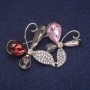 Sale! Flower Brooch with Crystals, Silver-Tone Metal 34x51mm