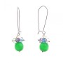 Earrings with French hook, multicolor tiny beads (fake crackle) and apple-green cat's eye beads, 55mm