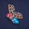 Sale! Butterfly Brooch with Crystals, Silver-Tone Metal 28x45mm