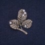 Sale! Leaves on a Branch Brooch with Beads and White Rhinestones, Grey Metal 29x32mm