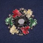 Sale! Leaves Brooch, Enamel with Crystal, Grey Metal 39x43mm