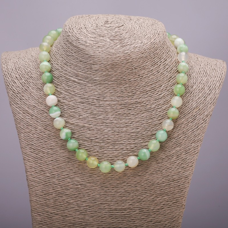 Natural Agate Necklace, smooth round beads, diameter 10(+-)mm, length 45cm