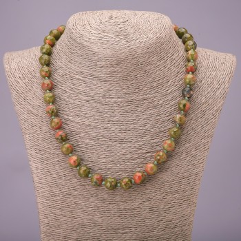 Heliotrope Necklace, Faceted Bead, Diameter 10(+-)mm, Length 45cm+