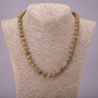 Natural Heliotrope Unakite Stone Necklace, Faceted Bead, Diameter 8mm+-, Length 45cm+