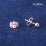 Xuping stud earrings 'Red Eye' 4mm, rhodium