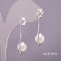 Xuping earrings with Majorca pearl, 10x35mm diameter, rhodium