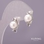 Xuping earrings with Majorca pearl, 10x17mm diameter, rhodium