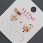 Xuping stud earrings with red crystals and Majorca pearl, 8x13mm diameter, 18K gold plating