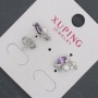 Xuping Stud Earrings with Lilac Crystals and Mallorca Pearl, Diameter 8x13mm, Rhodium Plated