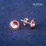 Xuping Stud Earrings with Purple Swarovski Crystals, Diameter 10mm, 18K Gold Plated
