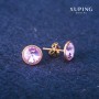 Xuping Stud Earrings with Lilac Swarovski Crystals, Diameter 10mm, 18K Gold Plated