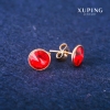 Xuping Stud Earrings with Red Swarovski Crystals, Diameter 10mm, 18K Gold Plated