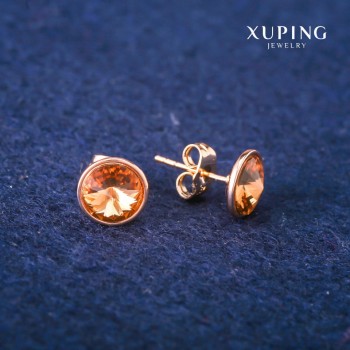 Xuping Stud Earrings with Swarovski Crystals, Diameter 10mm, 18K Gold Plated