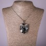 Chain Pendant Owl with Grey Crystal, diameter 35x52mm, length 75cm