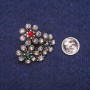Sale! Flowers Brooch with Grey, Red, Green and Blue Rhinestones, Silver-Tone Metal 24x25mm