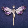 Fairy Brooch with Lilac Crystal and Enamel, Gold-Tone Metal 50x60mm