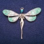 Fairy Brooch with Light Blue Crystal and Enamel, Gold-Tone Metal 50x60mm