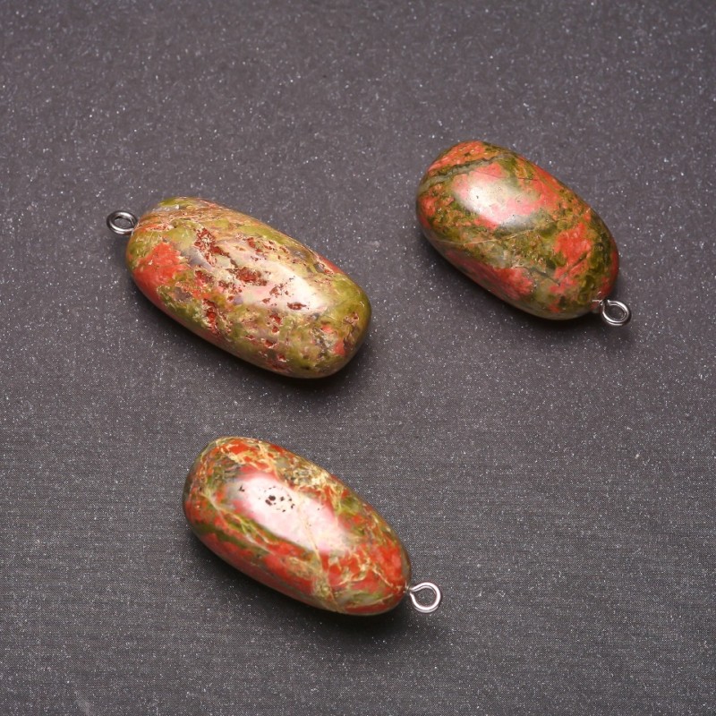 Heliotrope Jasper Stone Pendant 38x18(+/-)mm