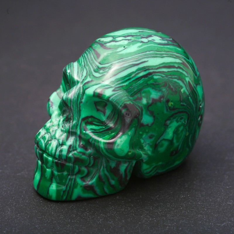 Malachite (Pressed) Souvenir Skull "Yorick" 38x49x34(+/-)mm
