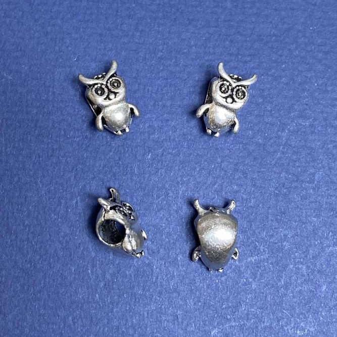 Pandora-style Owl Bead Finding, diameter 5mm, pack of 8pcs