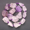 Unpolished Amethyst Beads on Thread, Nugget Shape, 20×26mm ±, 42cm length ±