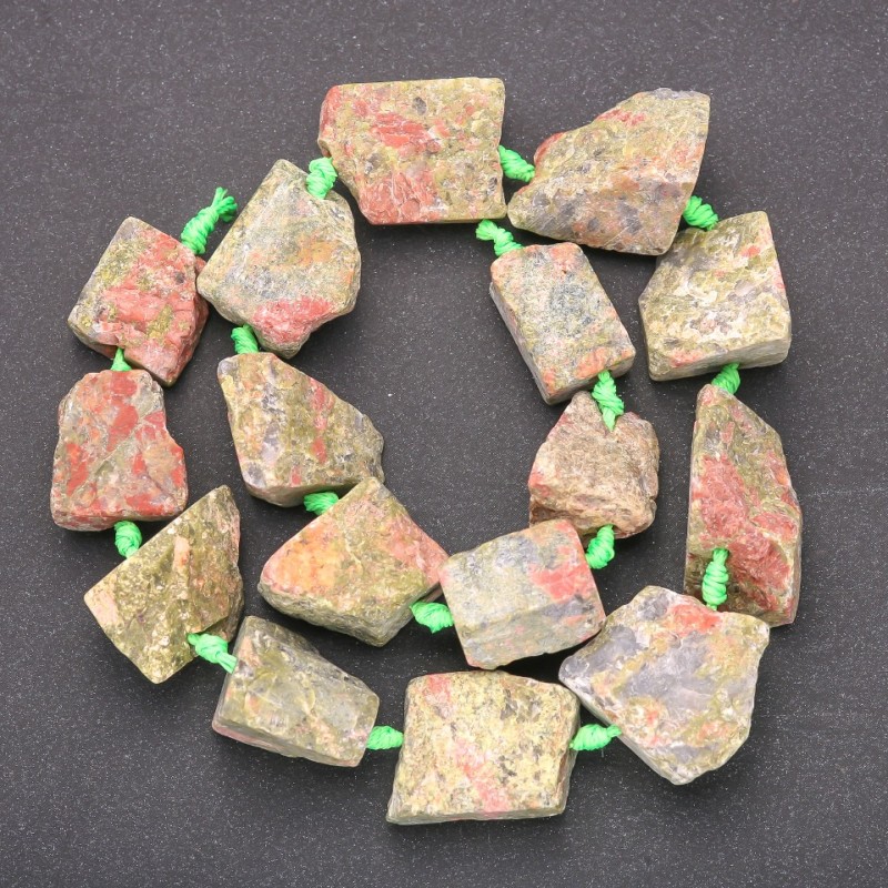 Unpolished heliotrope beads for threading, faceted nugget, diameter 20×26(±)mm, length 42cm