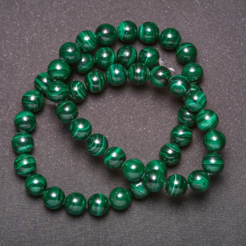 Natural Malachite Stone Beads Smooth Round, Diameter 8mm (+/-), Length 38cm