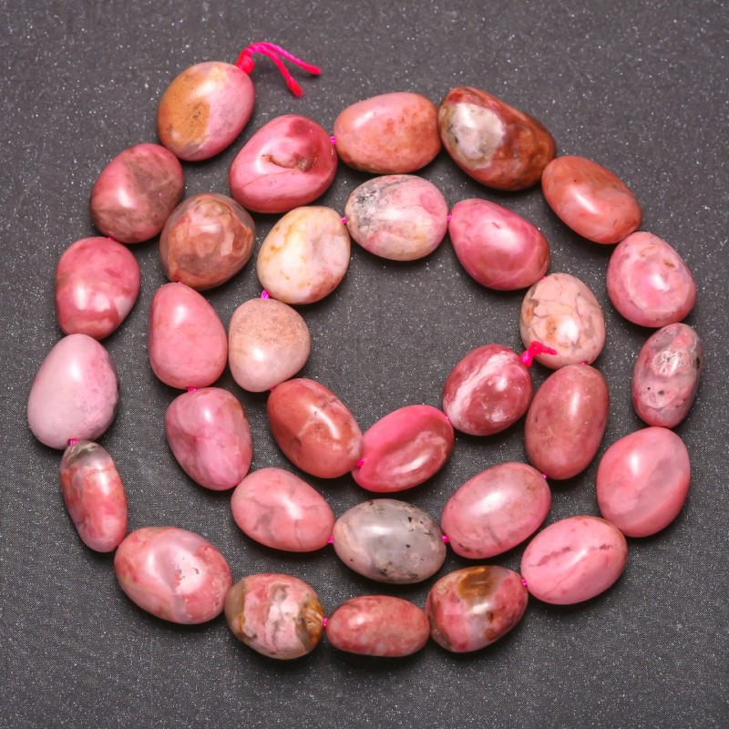 Rhodochrosite Natural Stone Tumbled Beads, Diameter 8x10(+/-)mm, Length 38cm