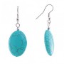 Dangle Earrings with Oval Smooth Faux-Turquoise Cabochons with Veining, 25x35mm