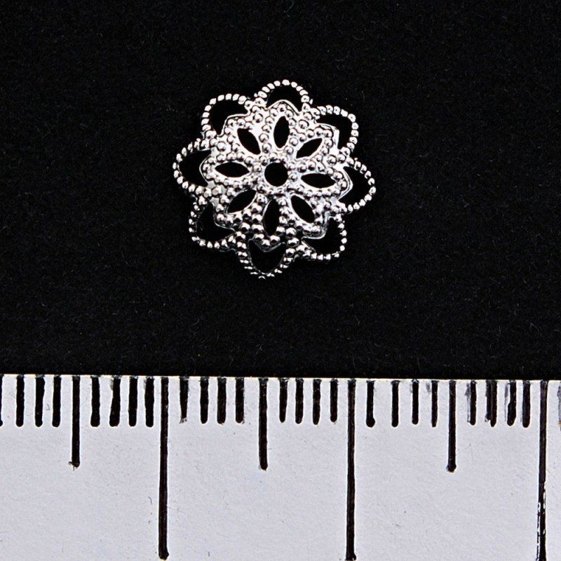 Findings Bead Cap 'Little Hat' Filigree for Beads, Metal Colour Silver, 10mm Pack of 24 pcs