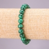 Malachite Natural Stone Bracelet on Elastic, Smooth Round Beads, Diameter 8(+-)mm, Length 18cm