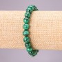 Malachite Natural Stone Bracelet on Elastic, Smooth Round Beads, Diameter 8(+-)mm, Length 18cm