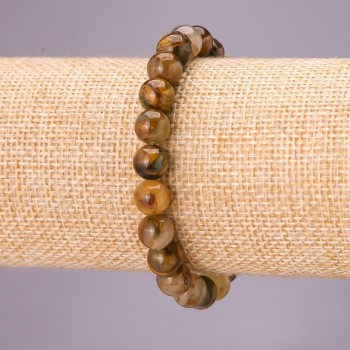 Natural Pietersite Stone Bracelet, Smooth Round Beads, Diameter 8(+/-)mm, Circumference 18cm (Stretch)
