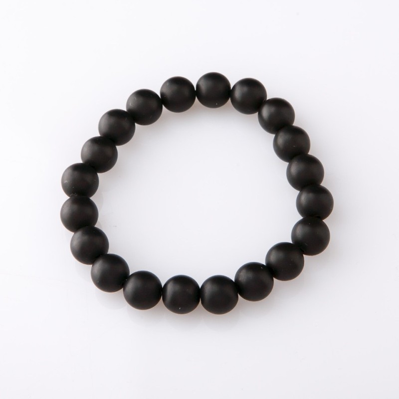 Shungite (Imitation) Elastic Bracelet, Smooth Round 6mm, length 18cm+