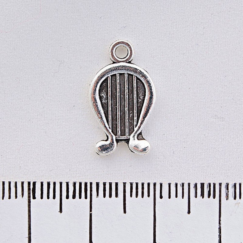 Jewellery Findings Pendant Lyre, silver colour metal, 20mm, pack 20g +/- 21pcs
